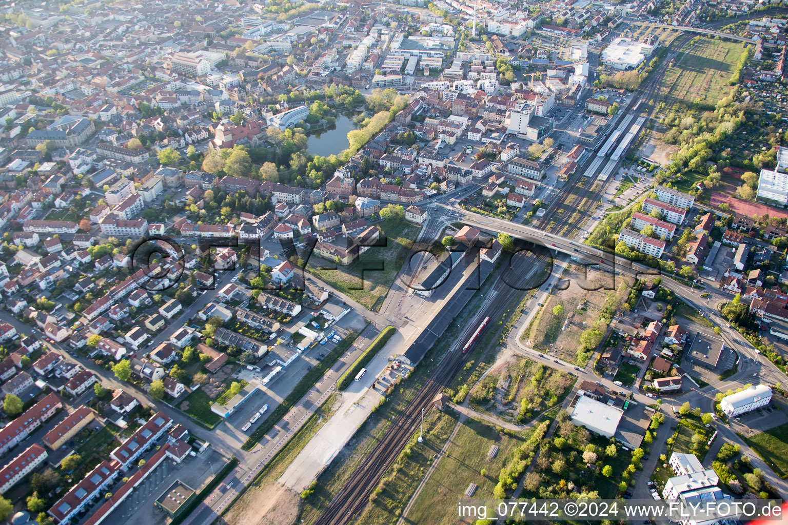 District Queichheim in Landau in der Pfalz in the state Rhineland-Palatinate, Germany seen from above