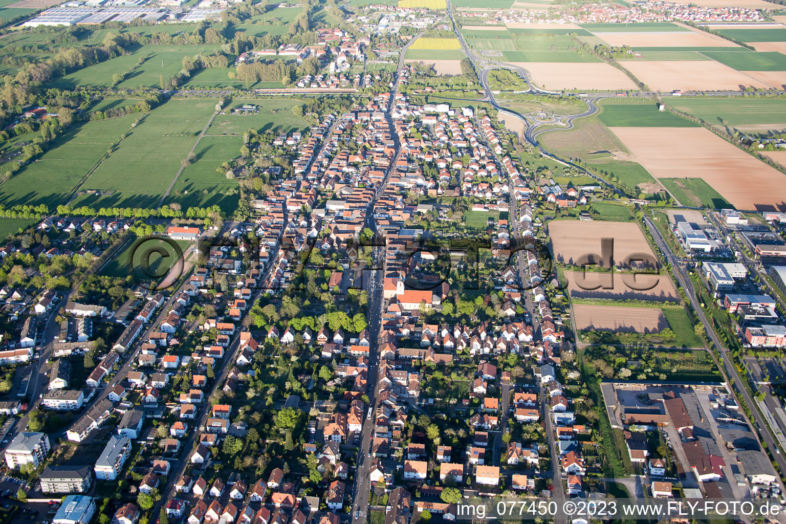 Bird's eye view of District Queichheim in Landau in der Pfalz in the state Rhineland-Palatinate, Germany