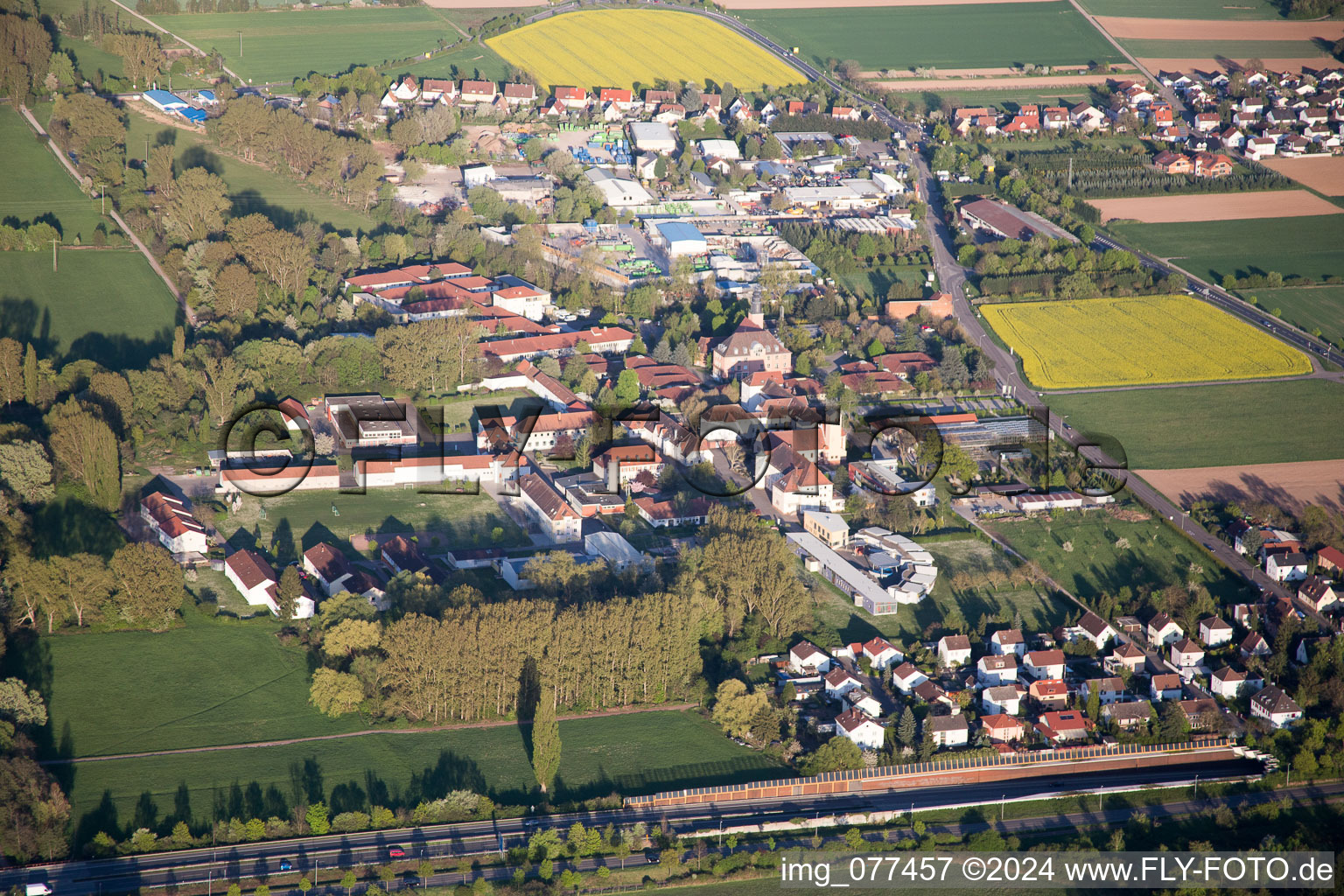 Drone recording of District Queichheim in Landau in der Pfalz in the state Rhineland-Palatinate, Germany