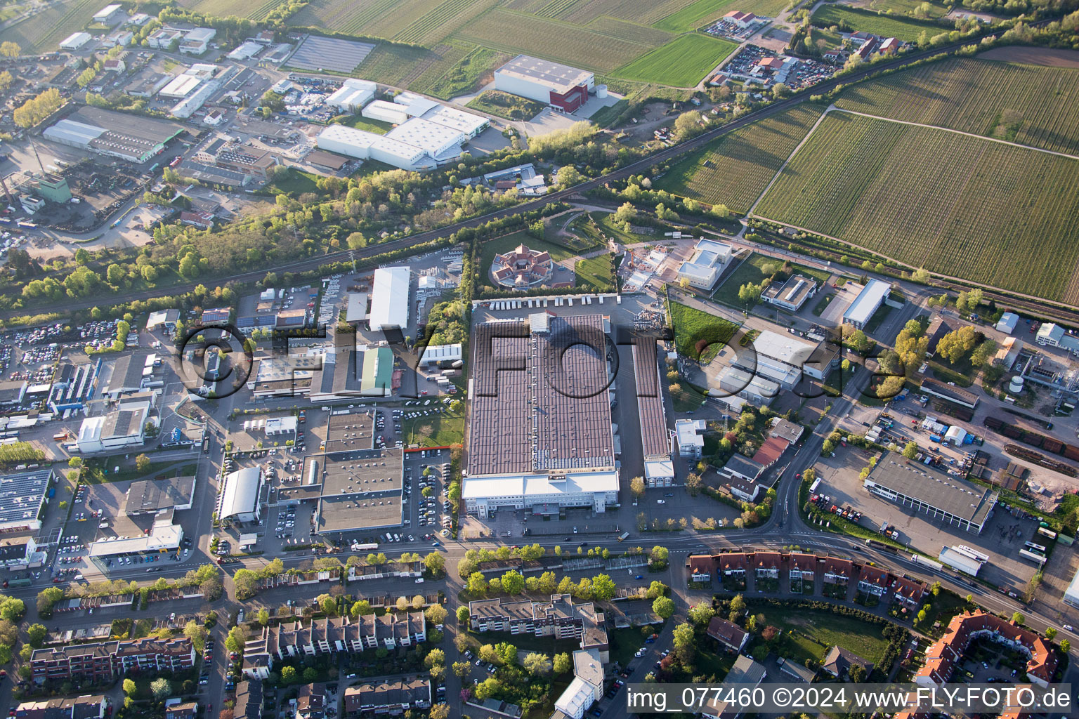 Aerial view of Industrial area north in Landau in der Pfalz in the state Rhineland-Palatinate, Germany