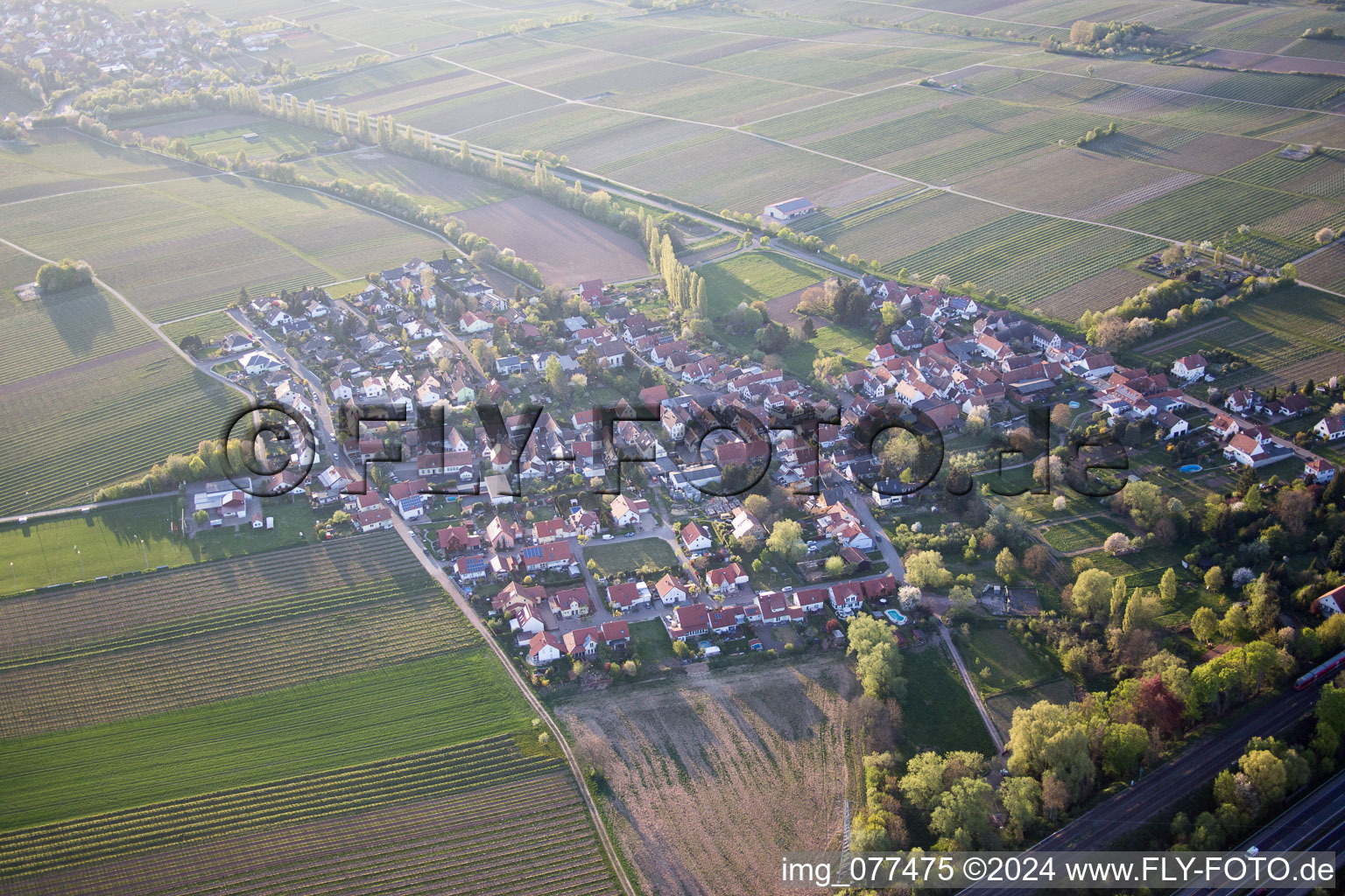 Aerial view of Knöringen in the state Rhineland-Palatinate, Germany