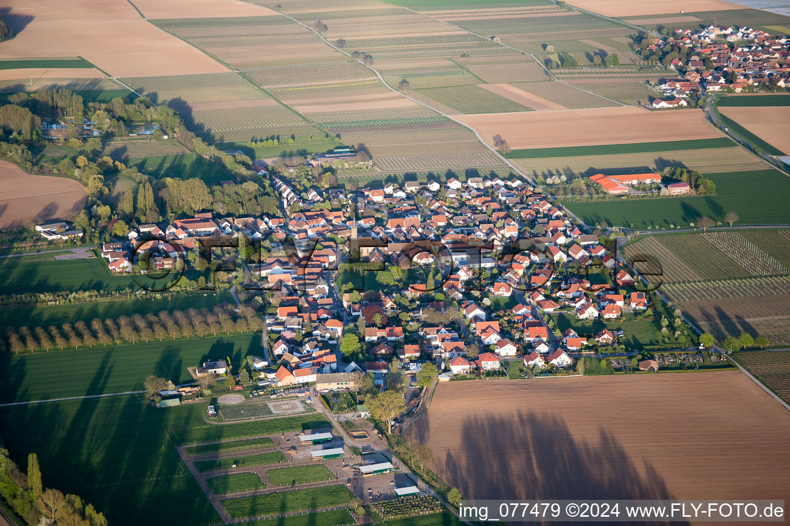 Aerial photograpy of Großfischlingen in the state Rhineland-Palatinate, Germany