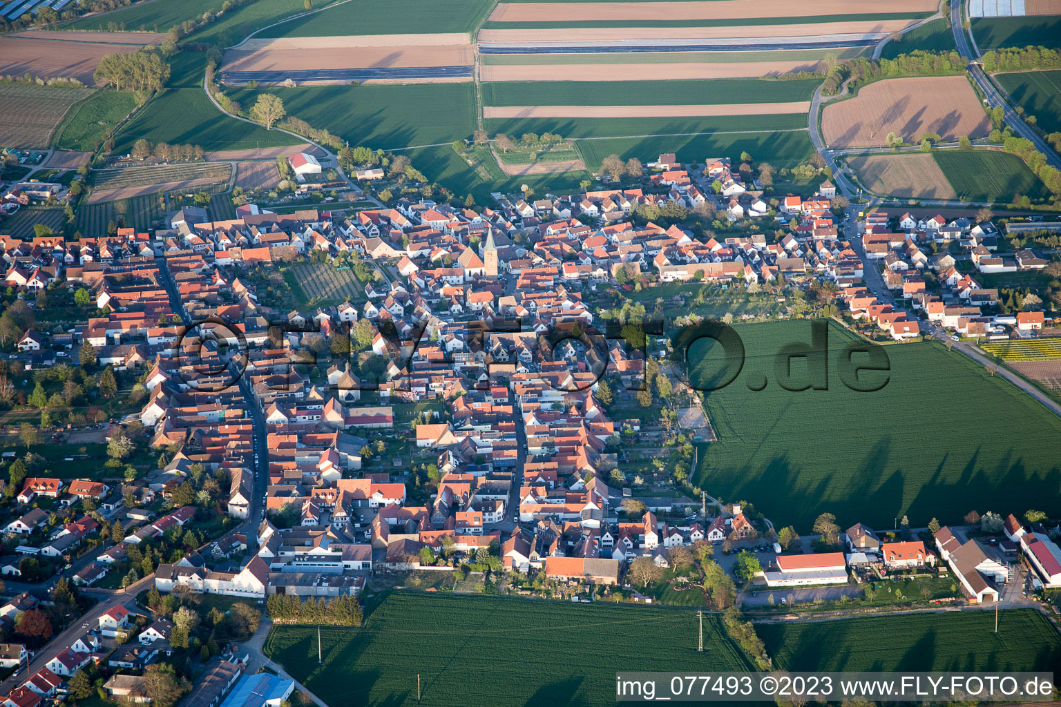 Aerial view of District Lachen in Neustadt an der Weinstraße in the state Rhineland-Palatinate, Germany