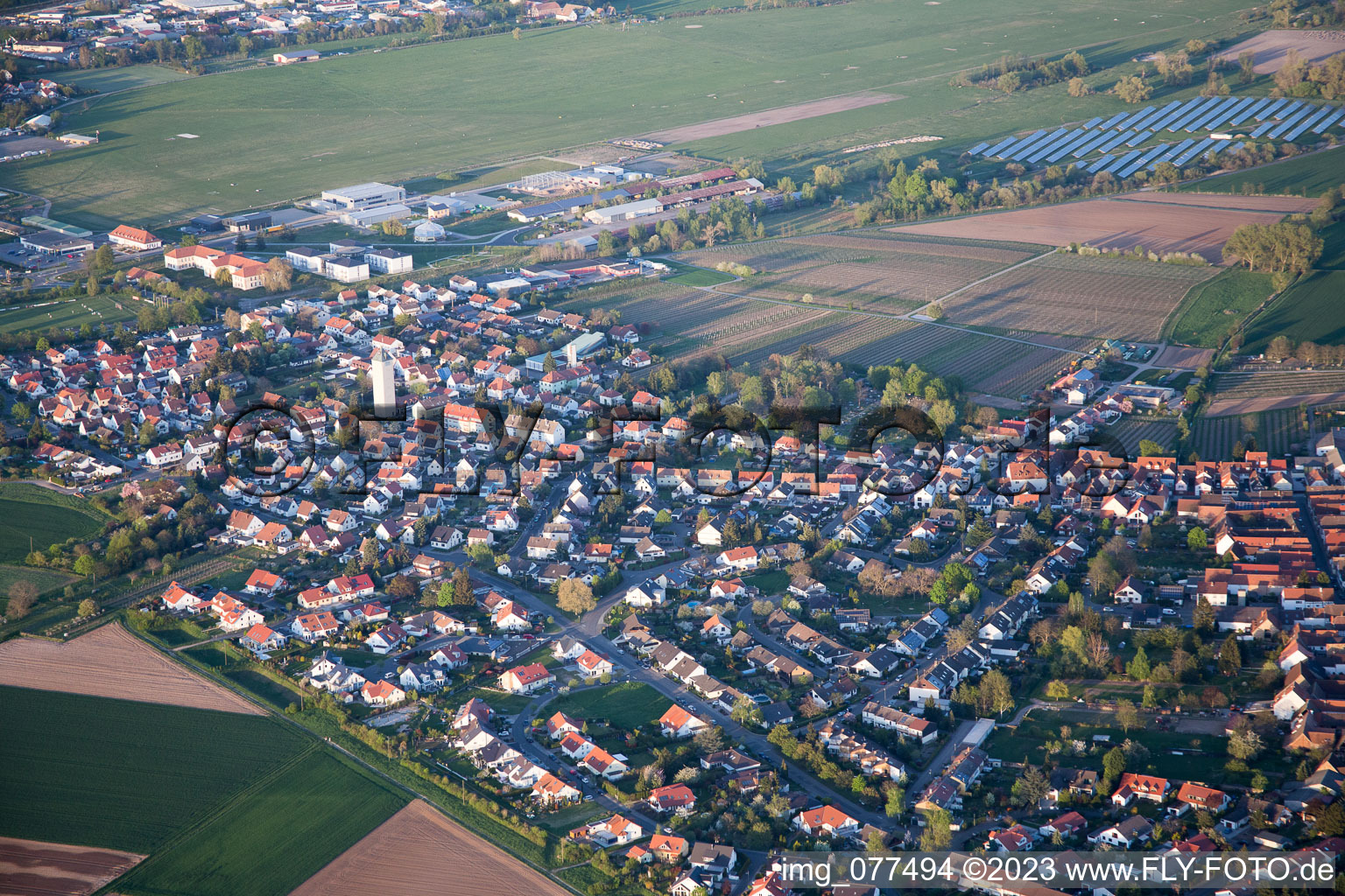 Aerial view of District Lachen in Neustadt an der Weinstraße in the state Rhineland-Palatinate, Germany