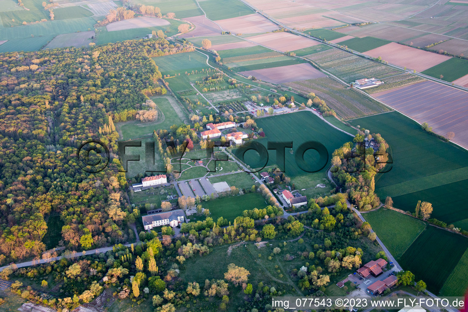 Aerial view of Campus Lachen Deaconesses in the district Speyerdorf in Neustadt an der Weinstraße in the state Rhineland-Palatinate, Germany