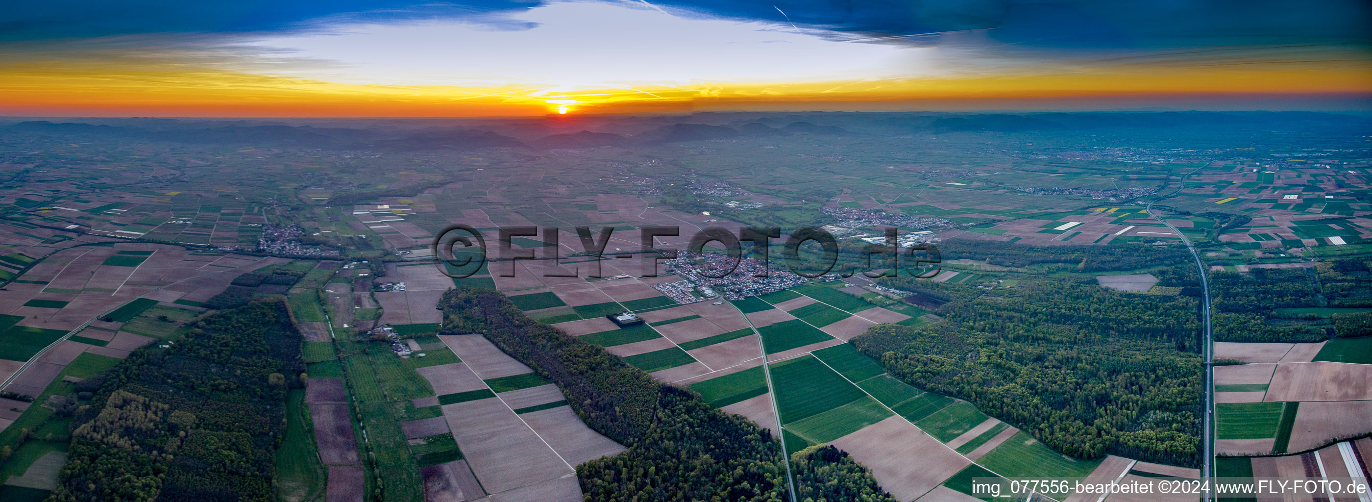 Steinweiler in the state Rhineland-Palatinate, Germany from the drone perspective