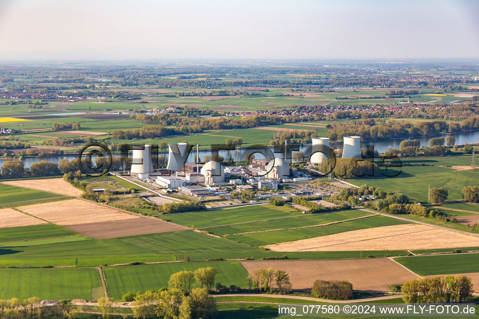 Building remains of the reactor units and facilities of the NPP nuclear power plant in Biblis in the state Hesse