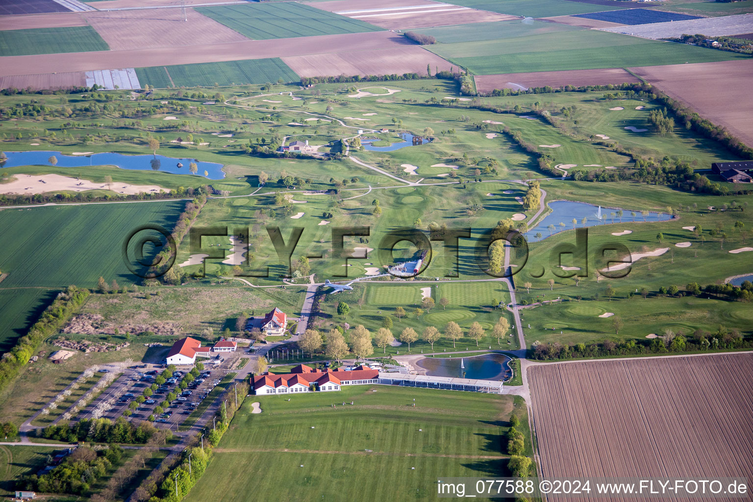 Aerial view of Grounds of the Golf course at Golfpark Biblis-Wattenheim *****GOLF absolute in Wattenheim in the state Hesse, Germany