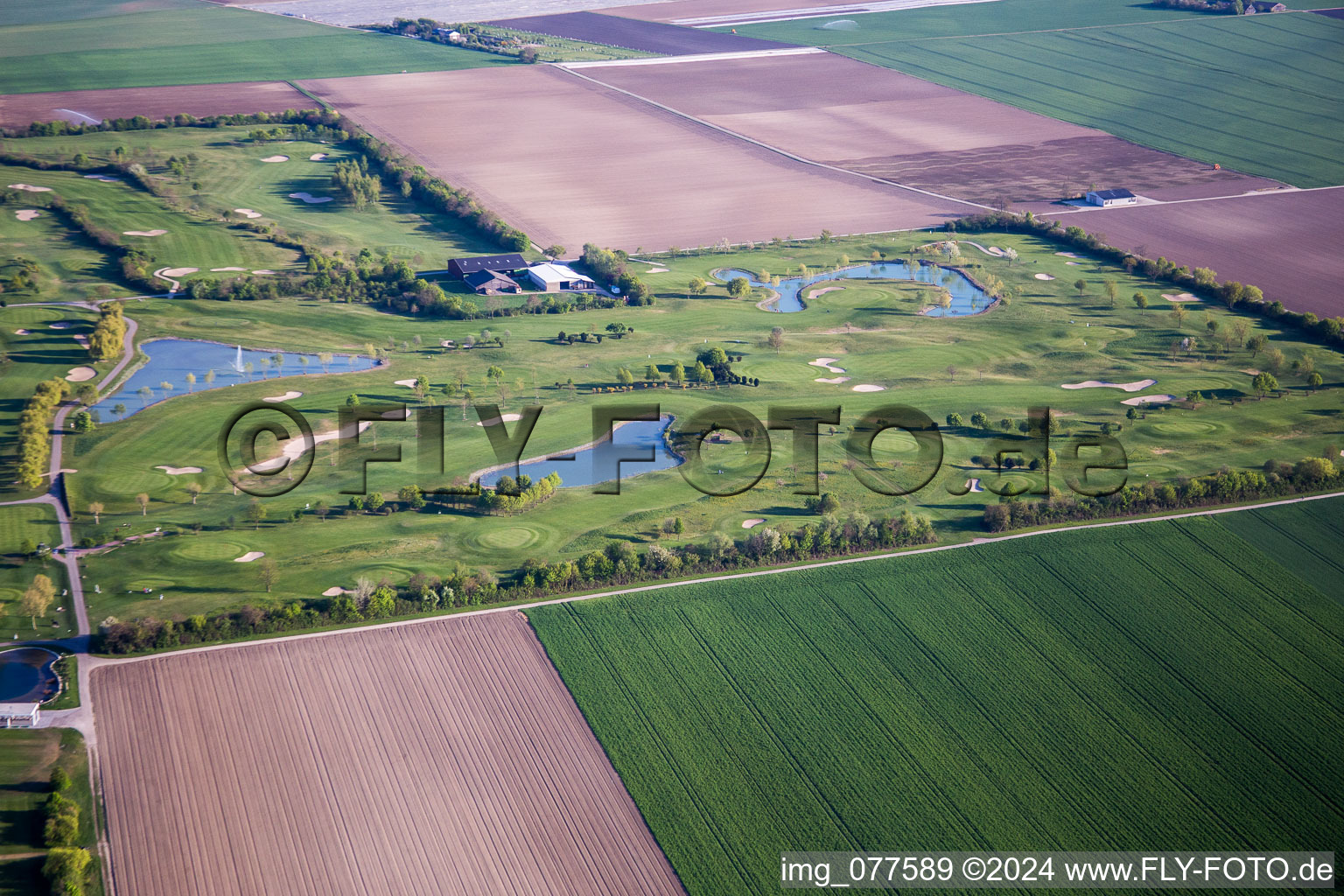 Aerial view of Grounds of the Golf course at Golfpark Biblis-Wattenheim *****GOLF absolute in Wattenheim in the state Hesse, Germany