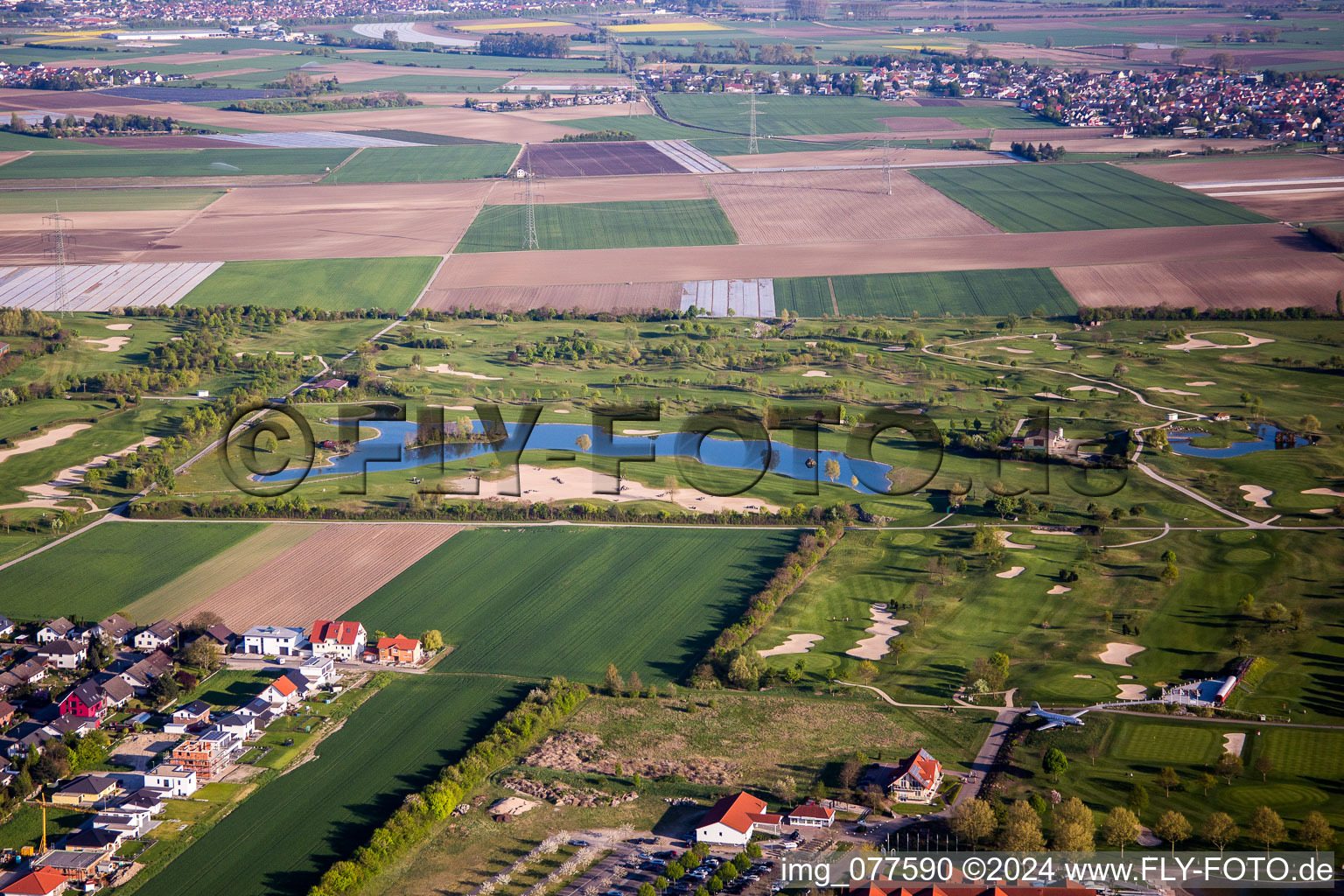 Aerial photograpy of Grounds of the Golf course at Golfpark Biblis-Wattenheim *****GOLF absolute in Wattenheim in the state Hesse, Germany