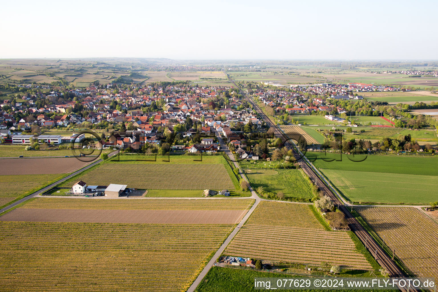 Aerial view of Alsheim-Gronau in the state Rhineland-Palatinate, Germany