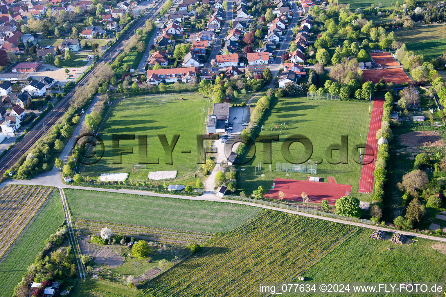 Alsheim-Gronau in the state Rhineland-Palatinate, Germany from above