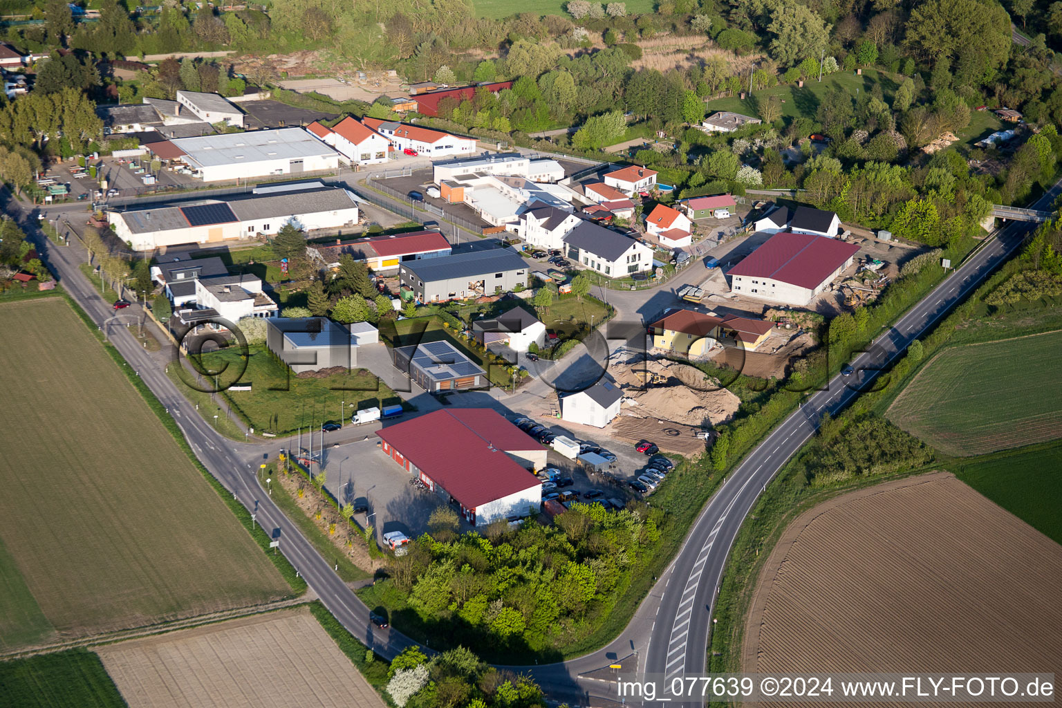 Aerial view of Gimbsheim in the state Rhineland-Palatinate, Germany