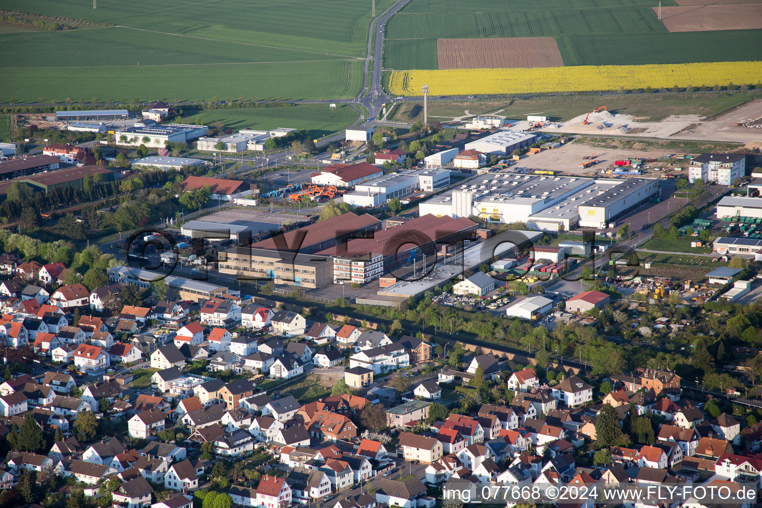 Aerial photograpy of Stockstadt am Rhein in the state Hesse, Germany