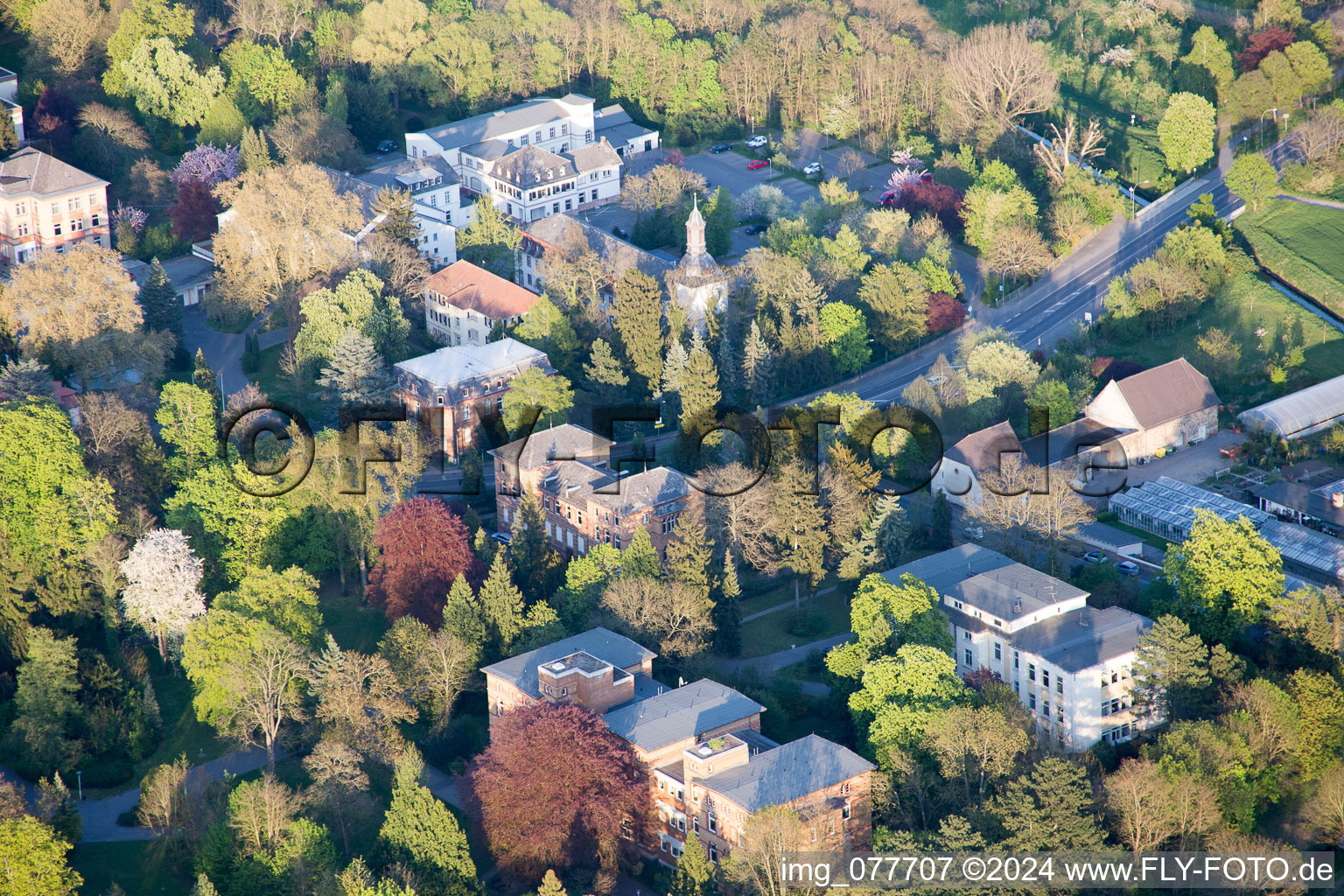 Oblique view of Philippshospital in Riedstadt in the state Hesse, Germany