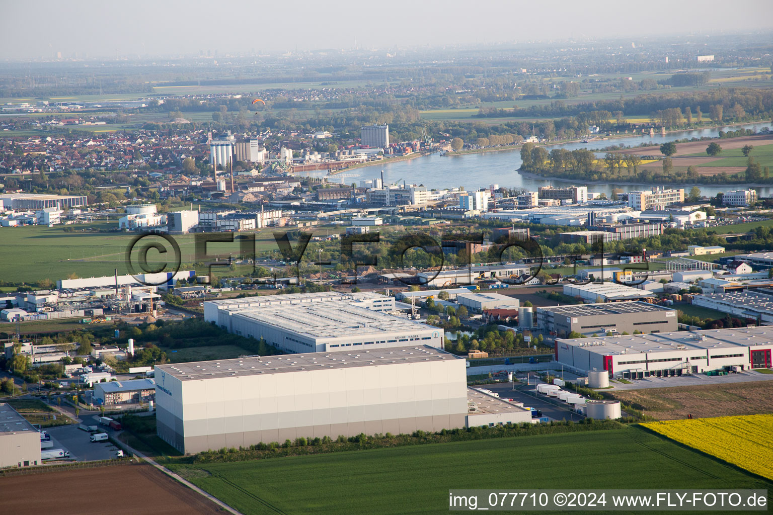 Industrial and commercial area NO with Grieshaber Logistic Group AG in Biebesheim am Rhein in the state Hesse, Germany