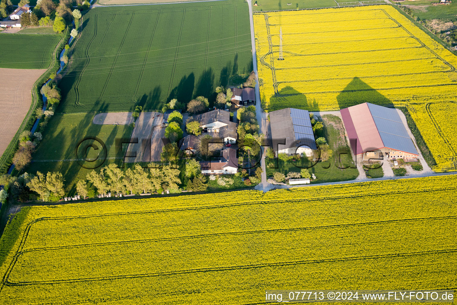 Drone image of Stockstadt am Rhein in the state Hesse, Germany