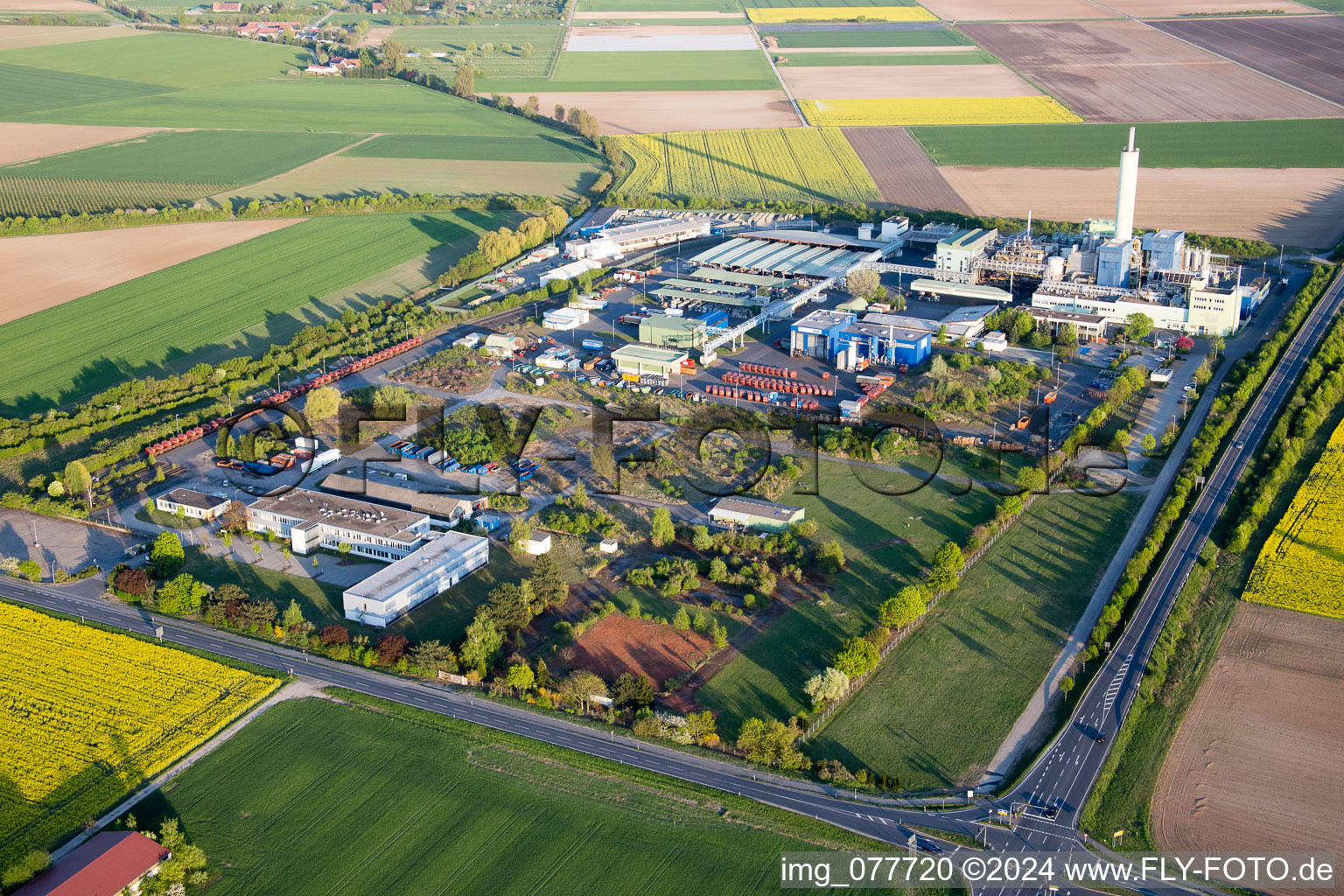 Aerial view of Location view in Biebesheim am Rhein in the state Hesse, Germany