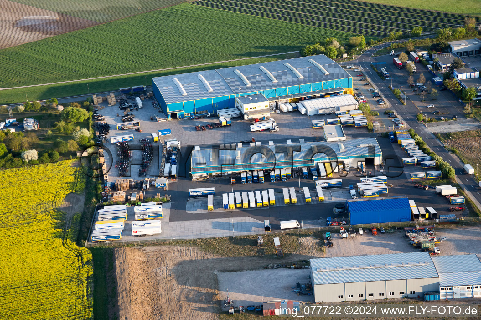 Industrial and commercial area NO with Nalco Deutschland Manufacturing GmbH in Biebesheim am Rhein in the state Hesse, Germany