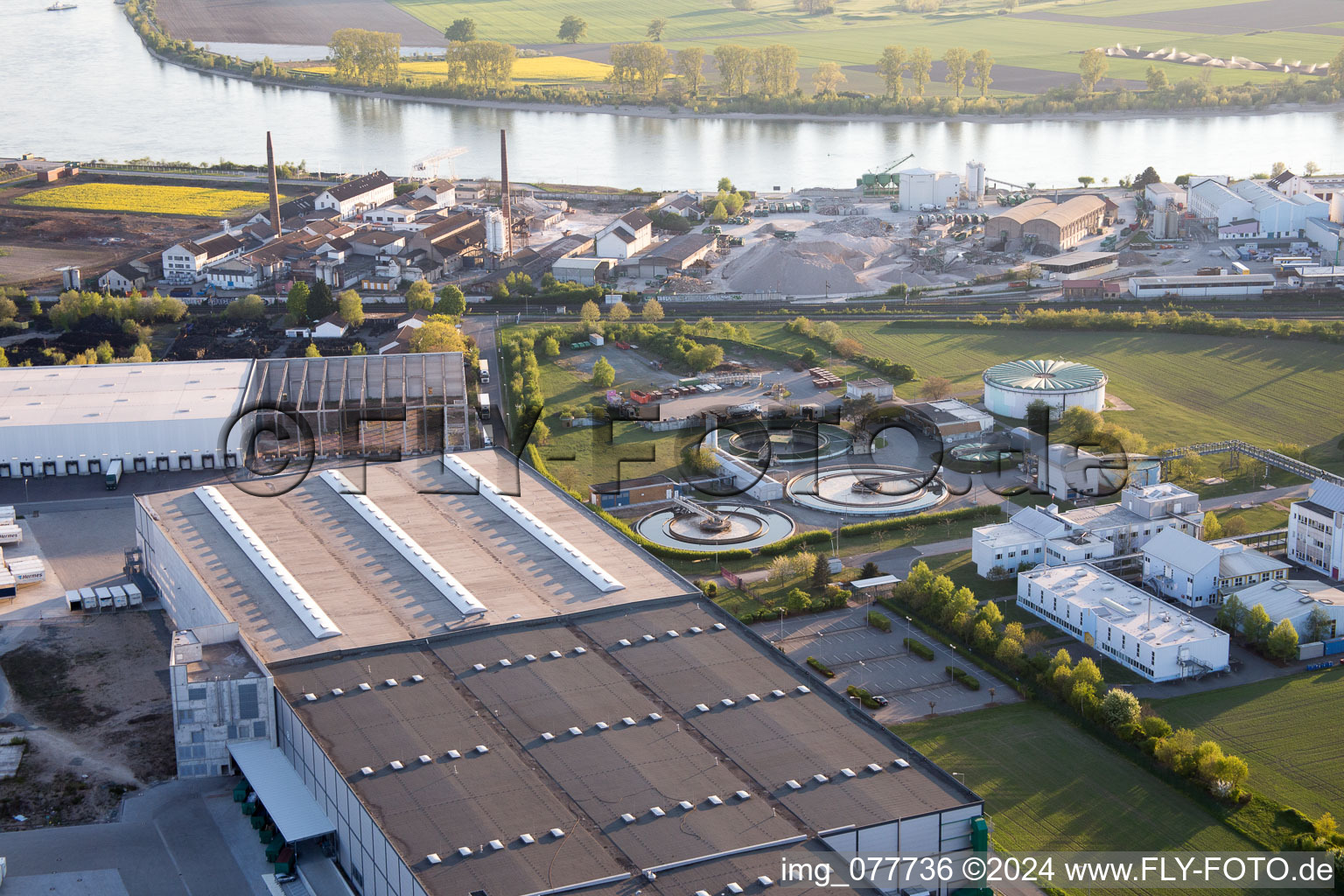 Gernsheim in the state Hesse, Germany seen from above