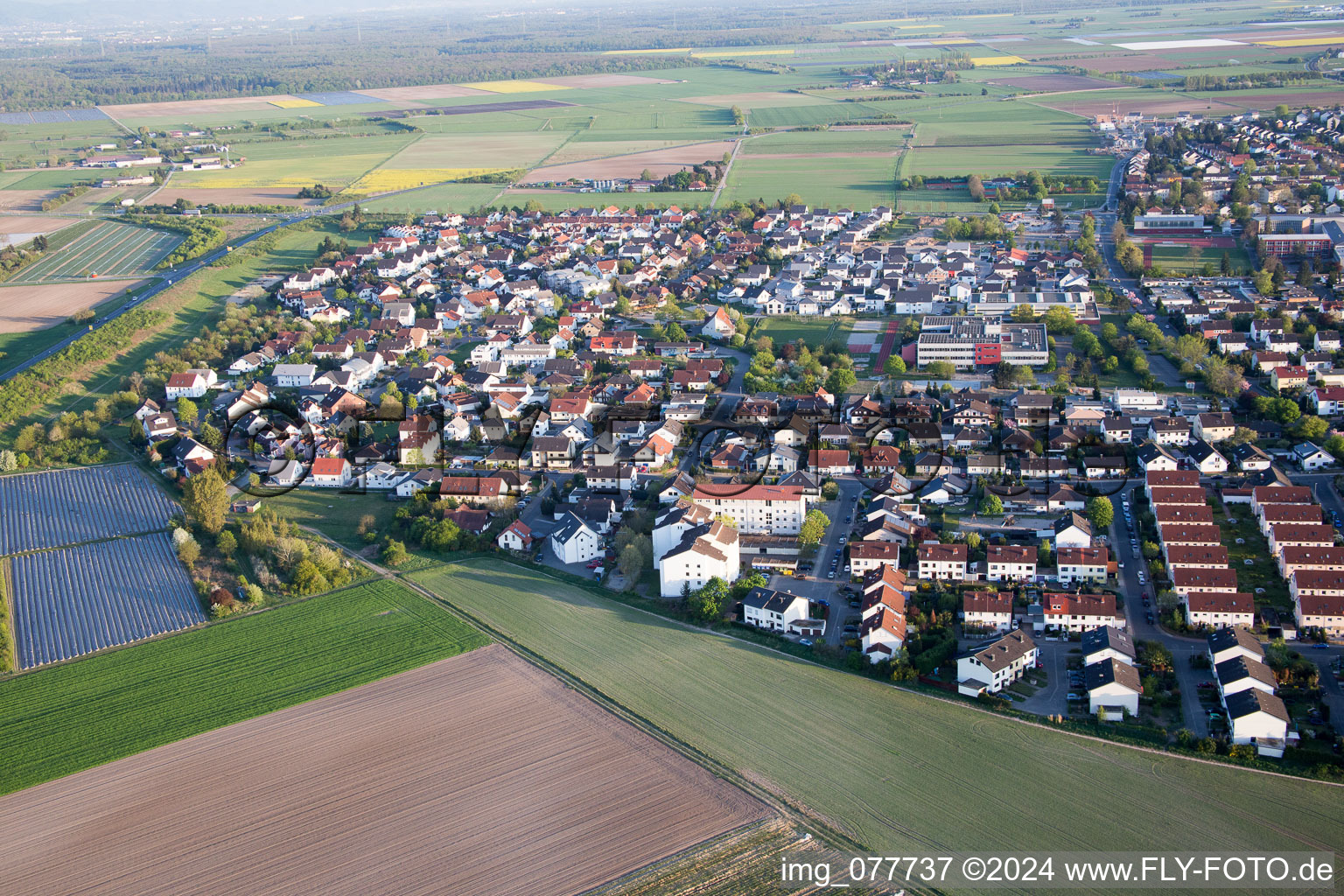 Gernsheim in the state Hesse, Germany from the plane