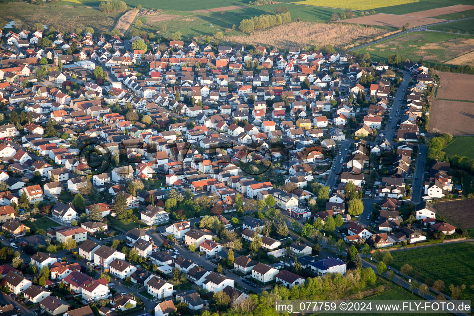 Oblique view of Alsbach-Hähnlein in the state Hesse, Germany