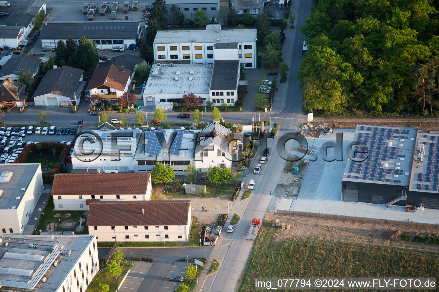 Alsbach-Hänlein, Sandwiese industrial area in Alsbach-Hähnlein in the state Hesse, Germany from the plane