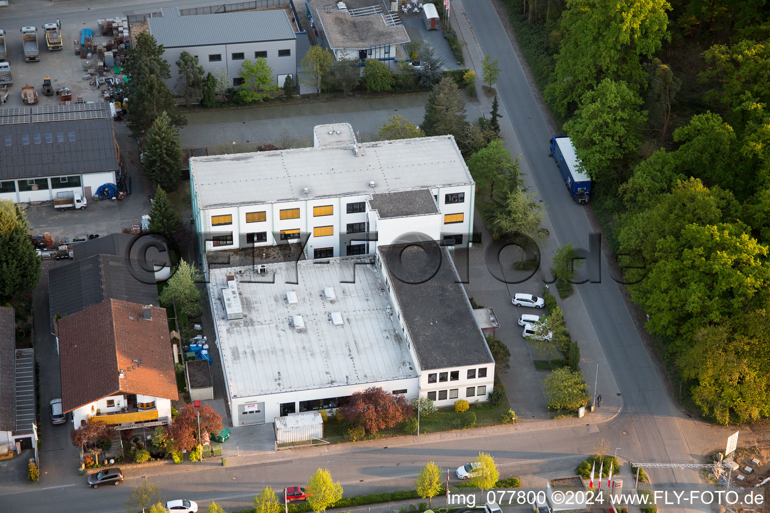 Drone recording of Alsbach-Hänlein, Sandwiese industrial area in Alsbach-Hähnlein in the state Hesse, Germany