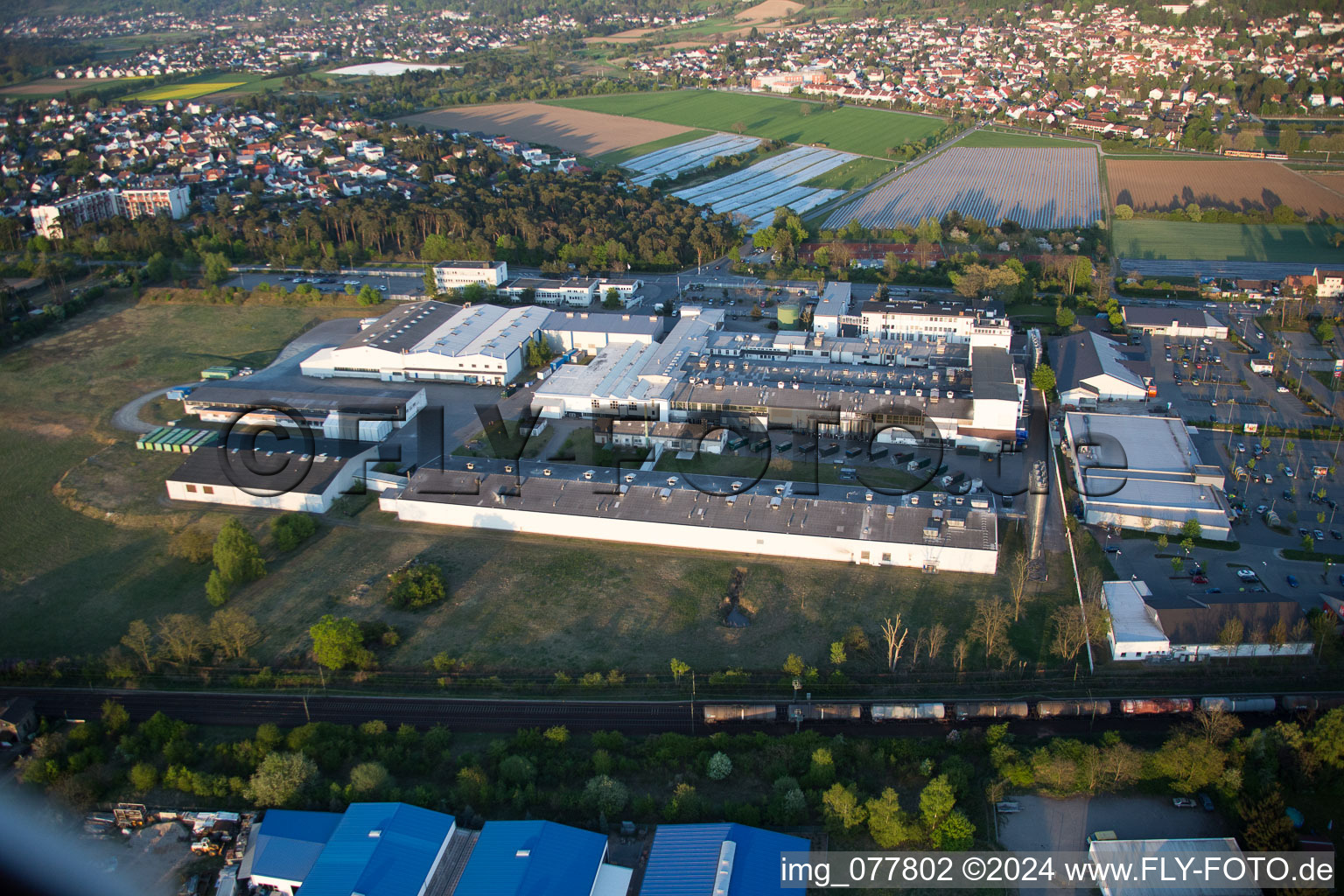 Drone image of Alsbach-Hänlein, Sandwiese industrial area in Alsbach-Hähnlein in the state Hesse, Germany