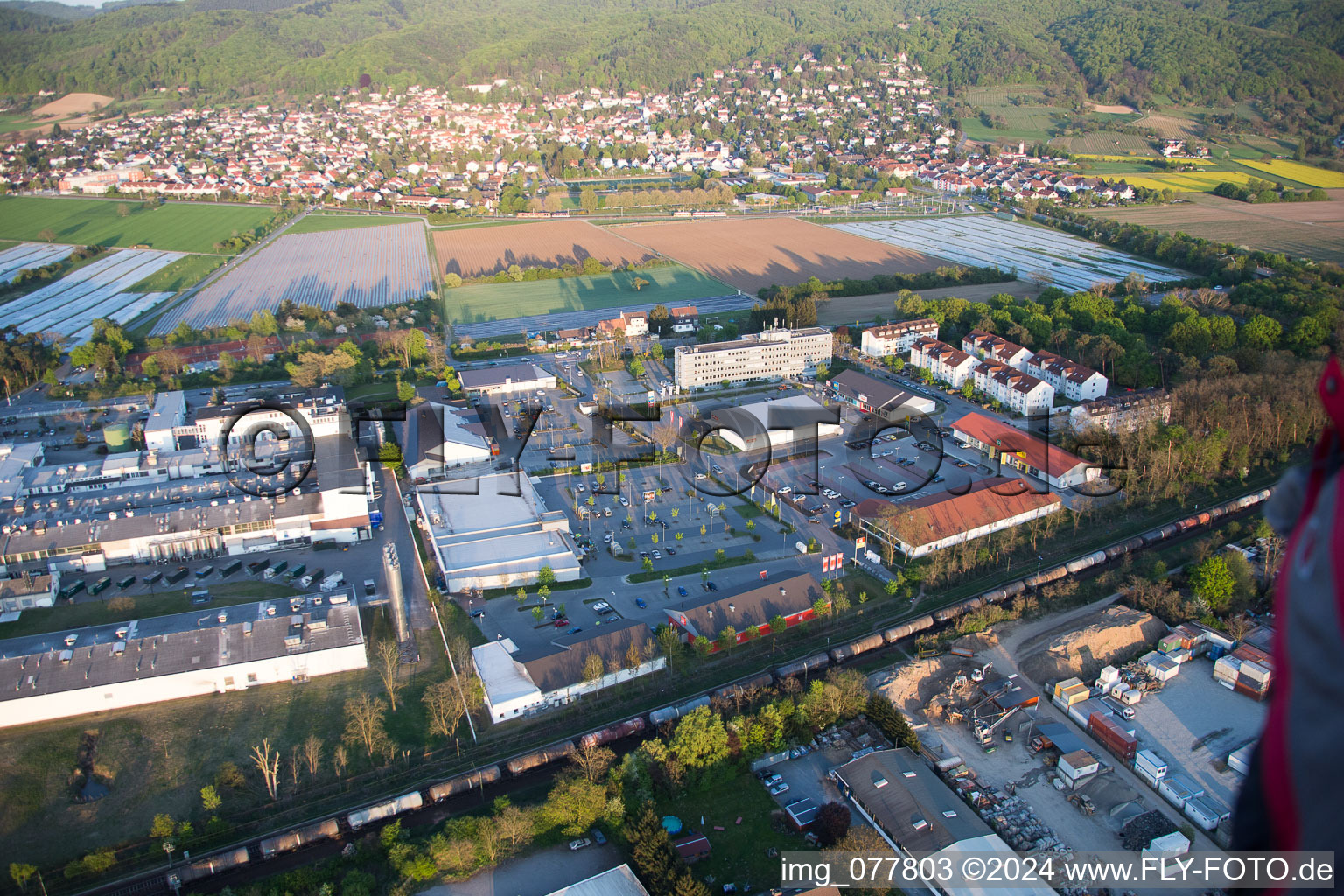 Alsbach-Hänlein, Sandwiese industrial area in Alsbach-Hähnlein in the state Hesse, Germany from the drone perspective