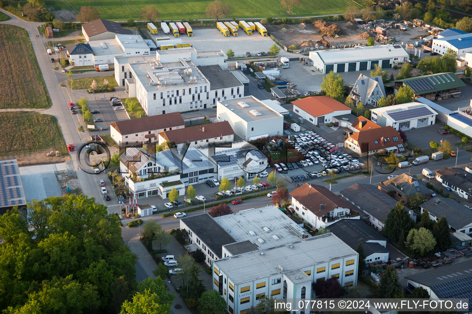 Alsbach-Hänlein, Sandwiese industrial area in Alsbach-Hähnlein in the state Hesse, Germany from a drone