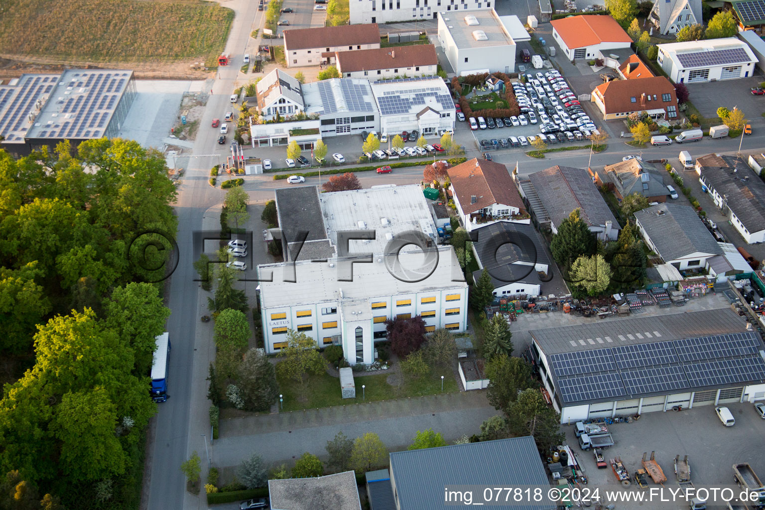 Aerial view of Alsbach-Hänlein, Sandwiese industrial area in Alsbach-Hähnlein in the state Hesse, Germany