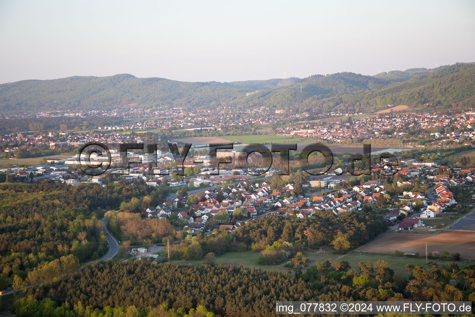 Bird's eye view of Alsbach-Hähnlein in the state Hesse, Germany