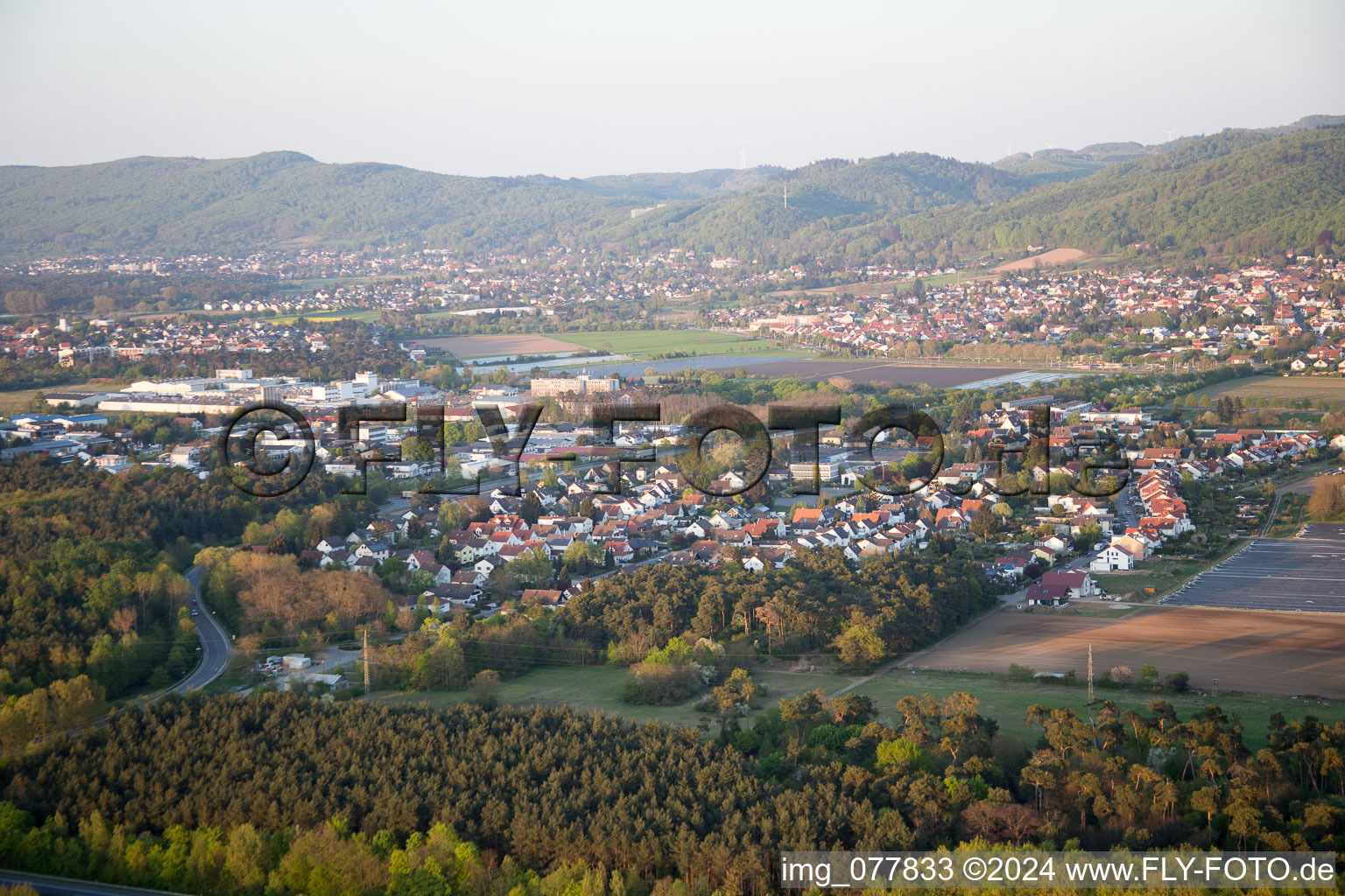 Alsbach-Hähnlein in the state Hesse, Germany viewn from the air