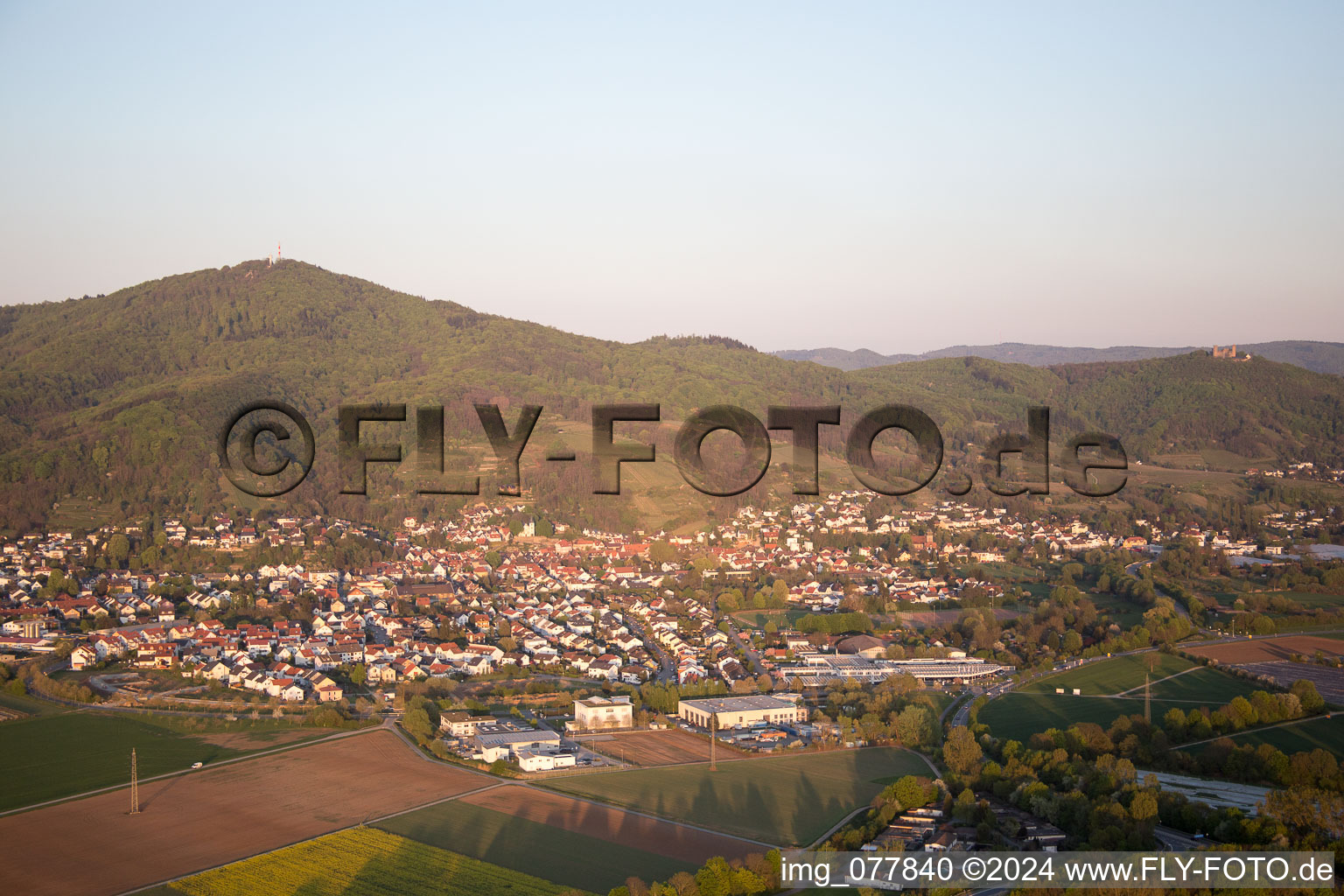 Zwingenberg in the state Hesse, Germany seen from above