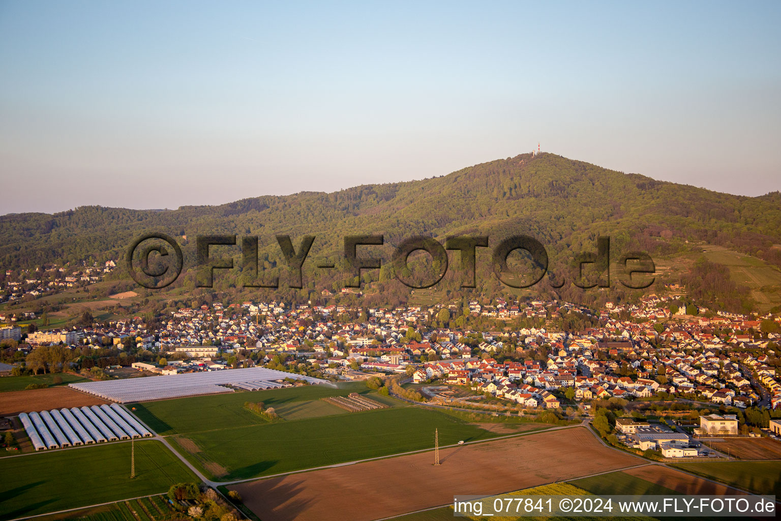 Zwingenberg in the state Hesse, Germany from the plane