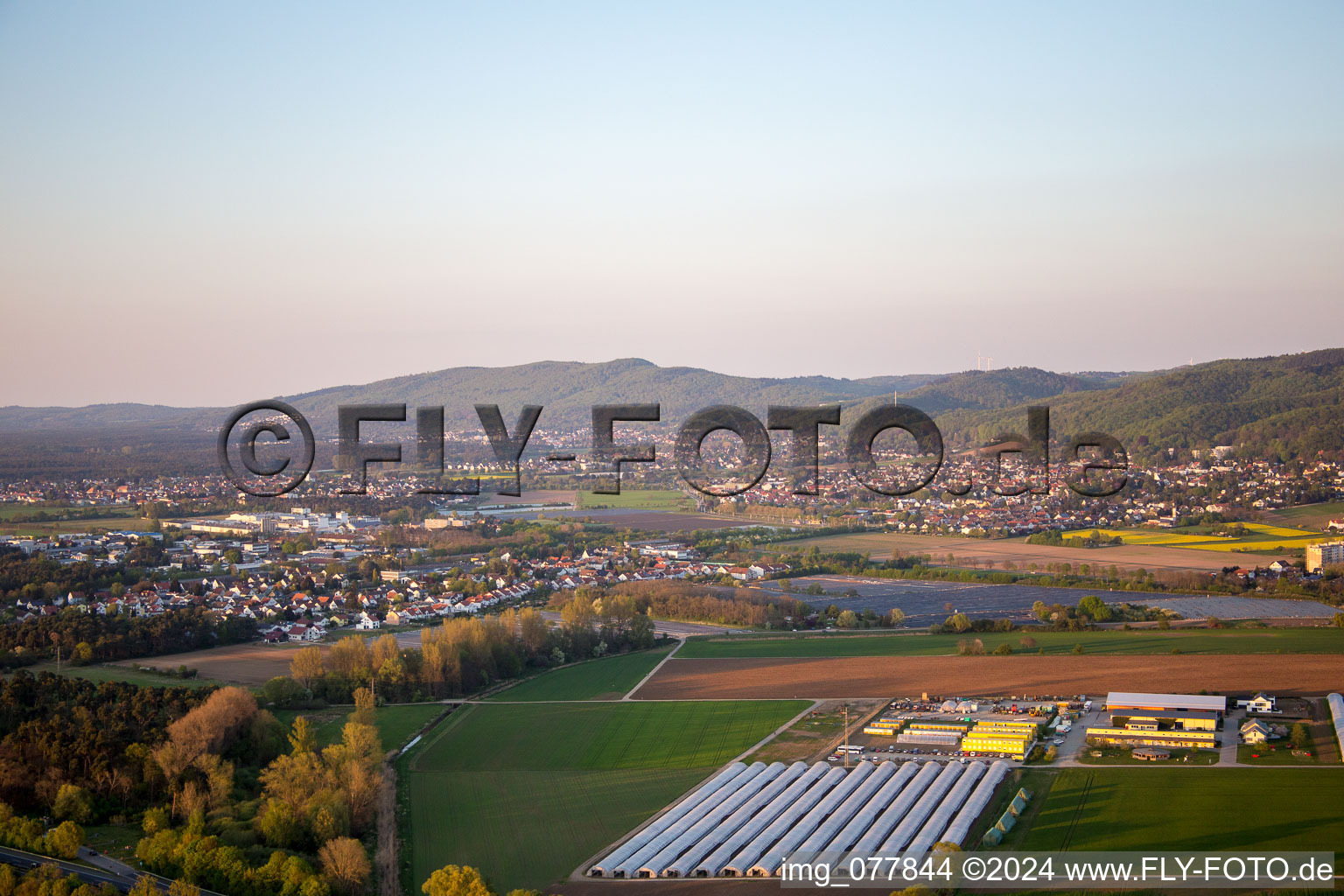 Drone recording of Zwingenberg in the state Hesse, Germany