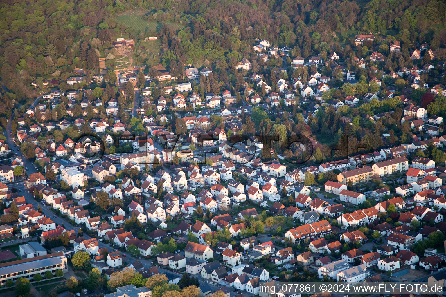 Aerial view of District Auerbach in Bensheim in the state Hesse, Germany