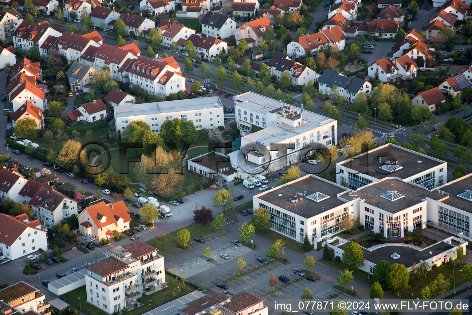 Industrial estate and company settlement Track&Trace Academy und Europa Hotel in the district Auerbach in Bensheim in the state Hesse out of the air