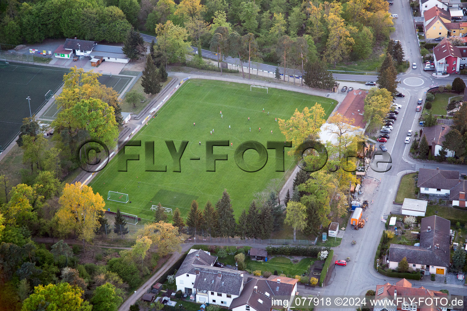 Aerial view of Einhausen in the state Hesse, Germany