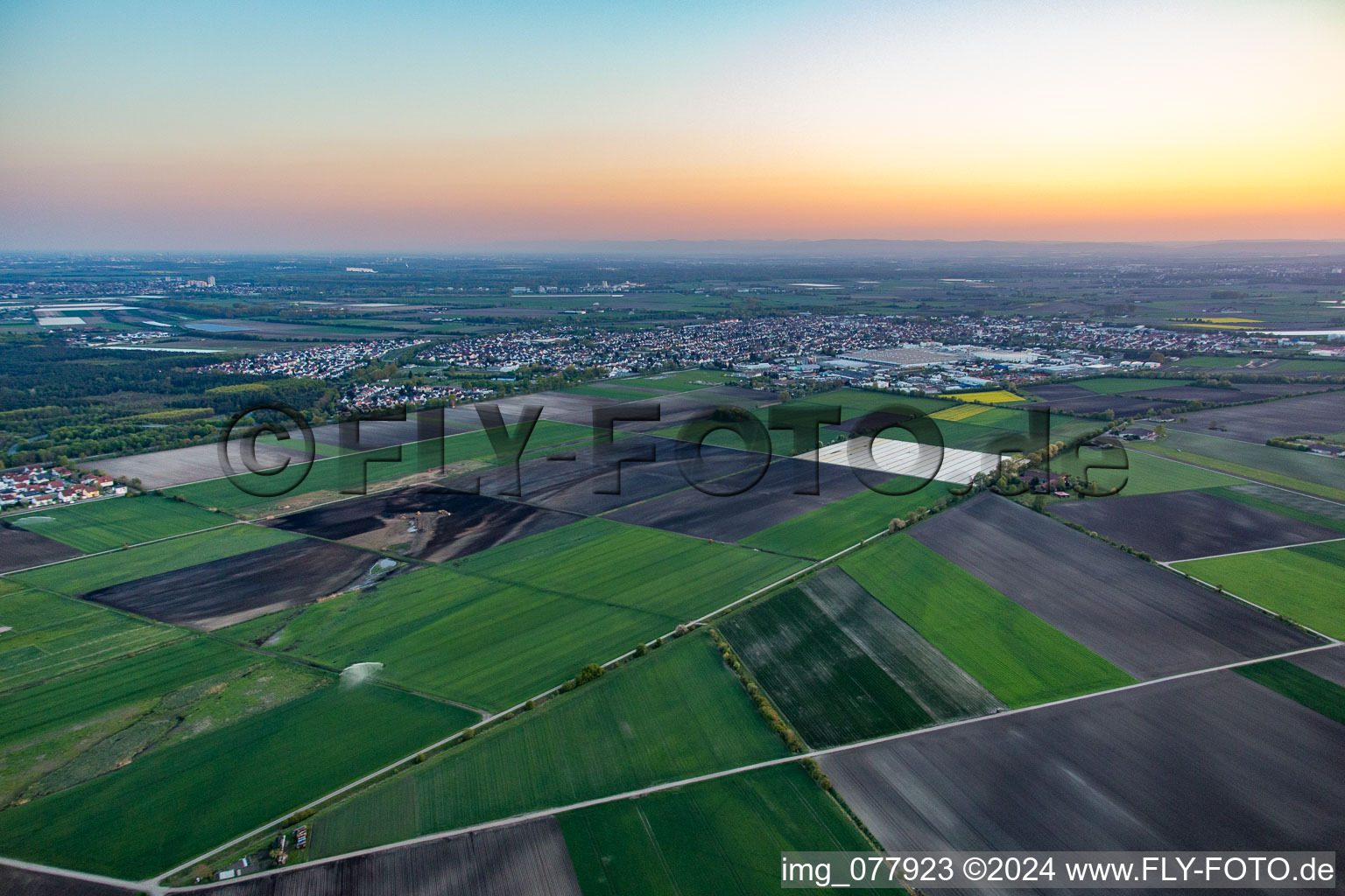 From northeast in Bürstadt in the state Hesse, Germany