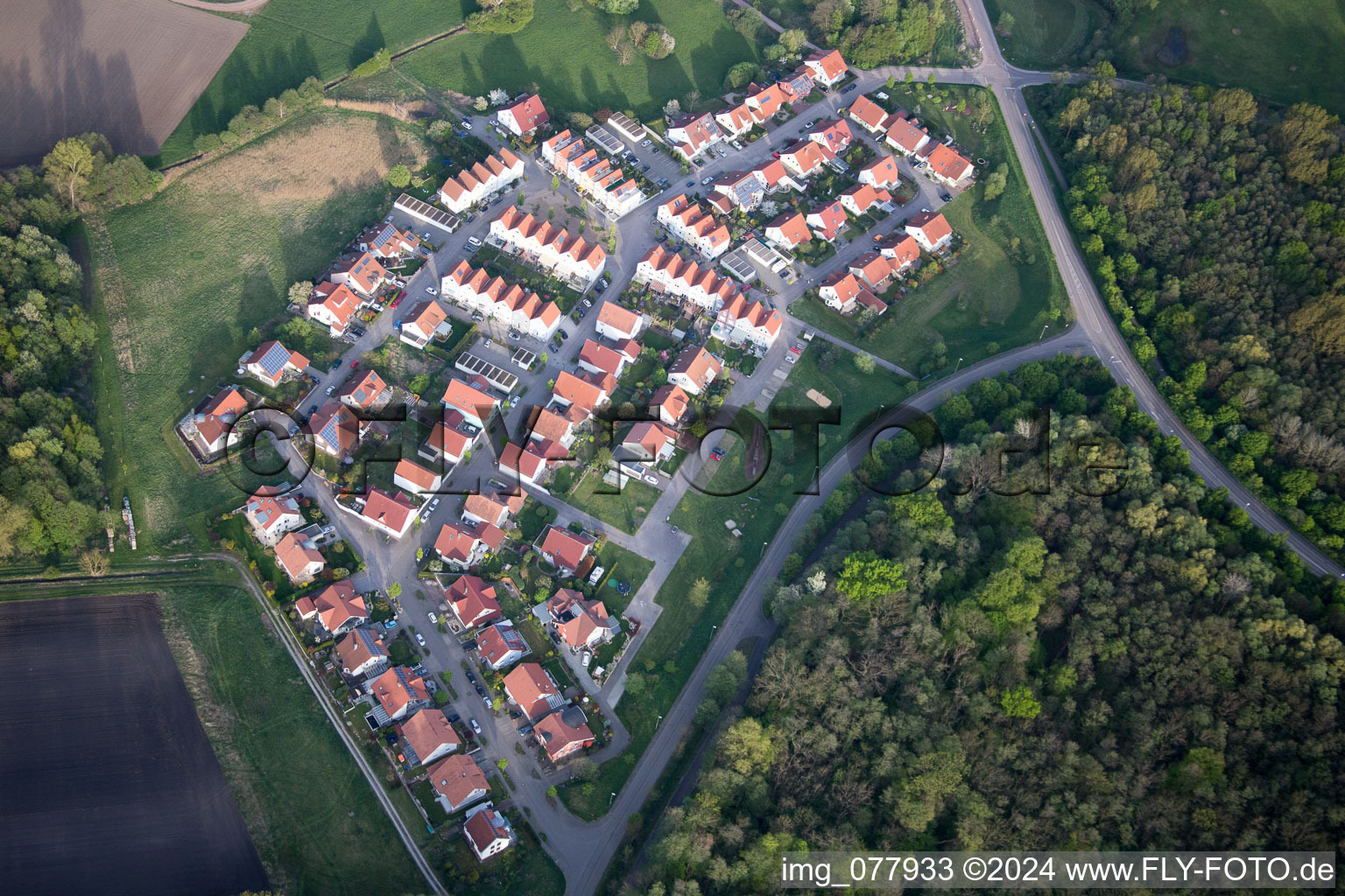 Wörth am Rhein in the state Rhineland-Palatinate, Germany viewn from the air