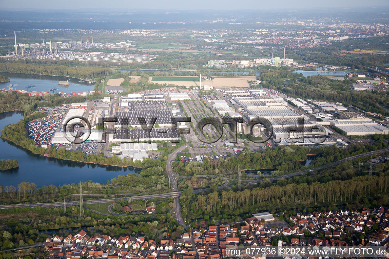 Drone image of Wörth am Rhein in the state Rhineland-Palatinate, Germany