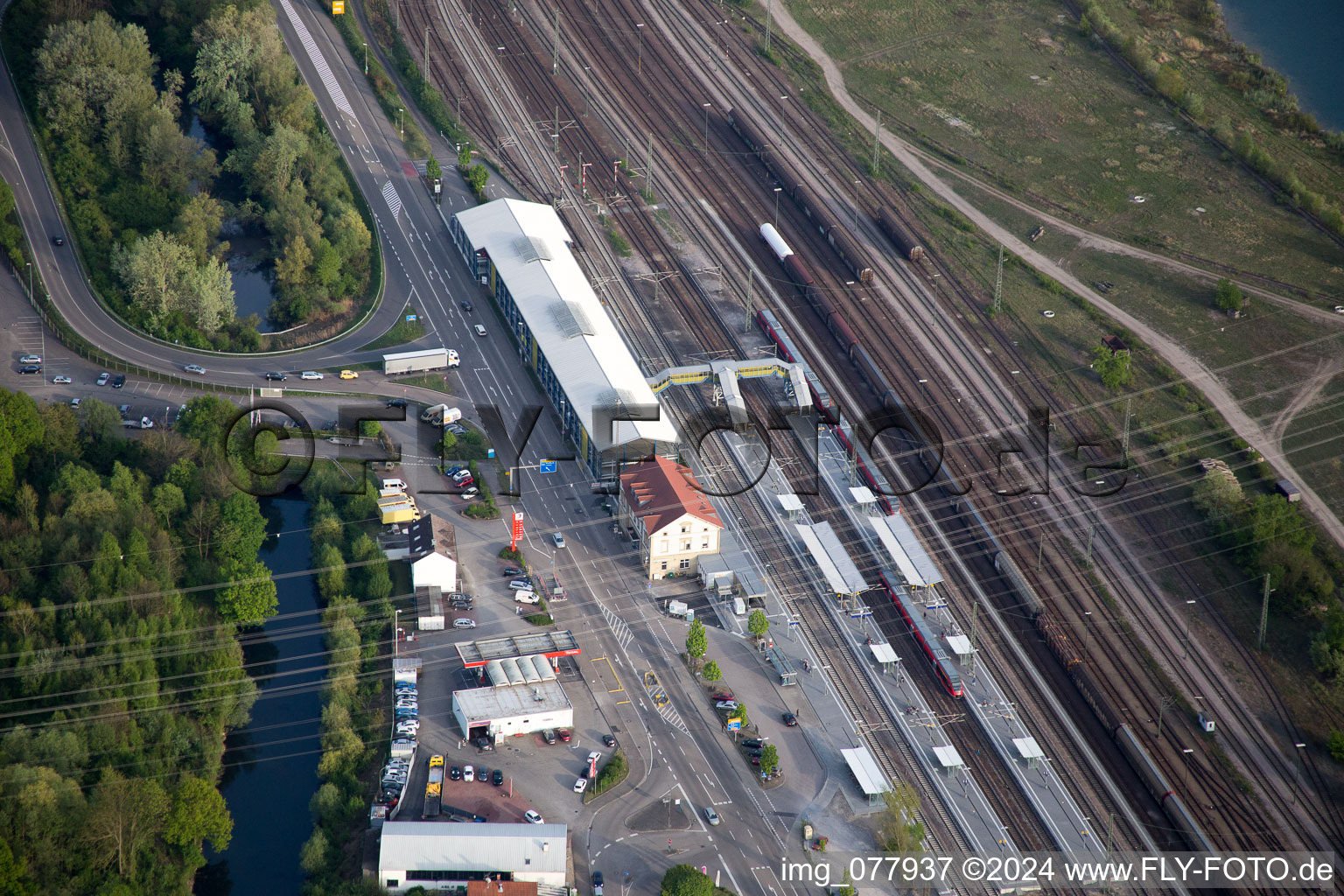 Wörth am Rhein in the state Rhineland-Palatinate, Germany from the drone perspective