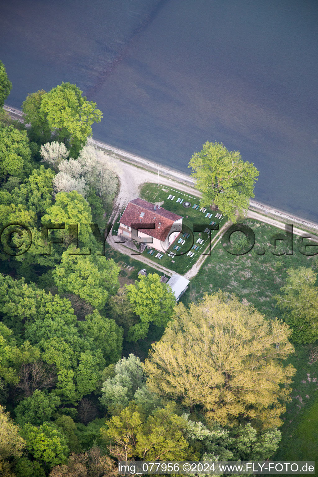 District Maximiliansau in Wörth am Rhein in the state Rhineland-Palatinate, Germany from above