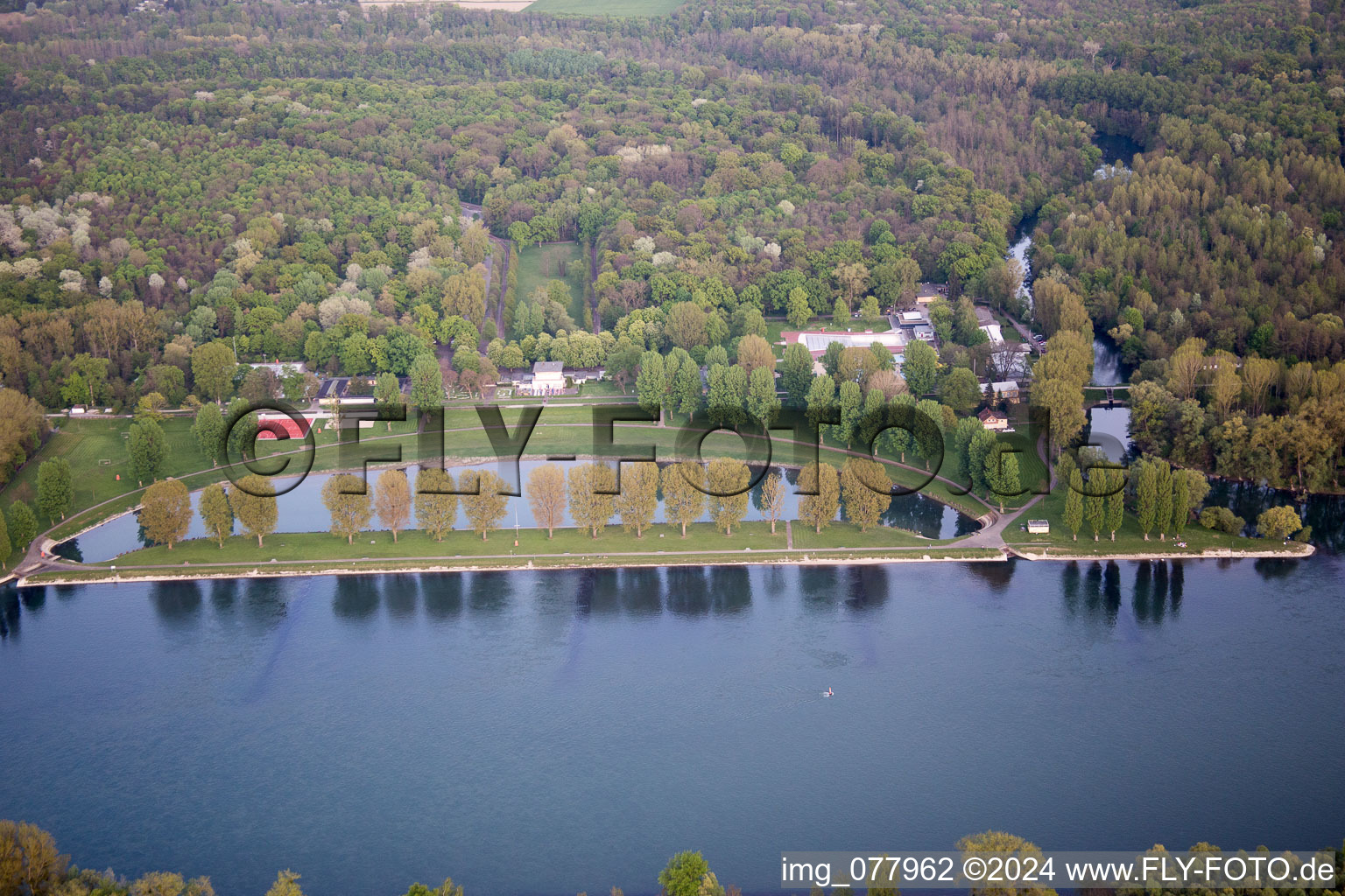 Rhine beach in the district Daxlanden in Karlsruhe in the state Baden-Wuerttemberg, Germany