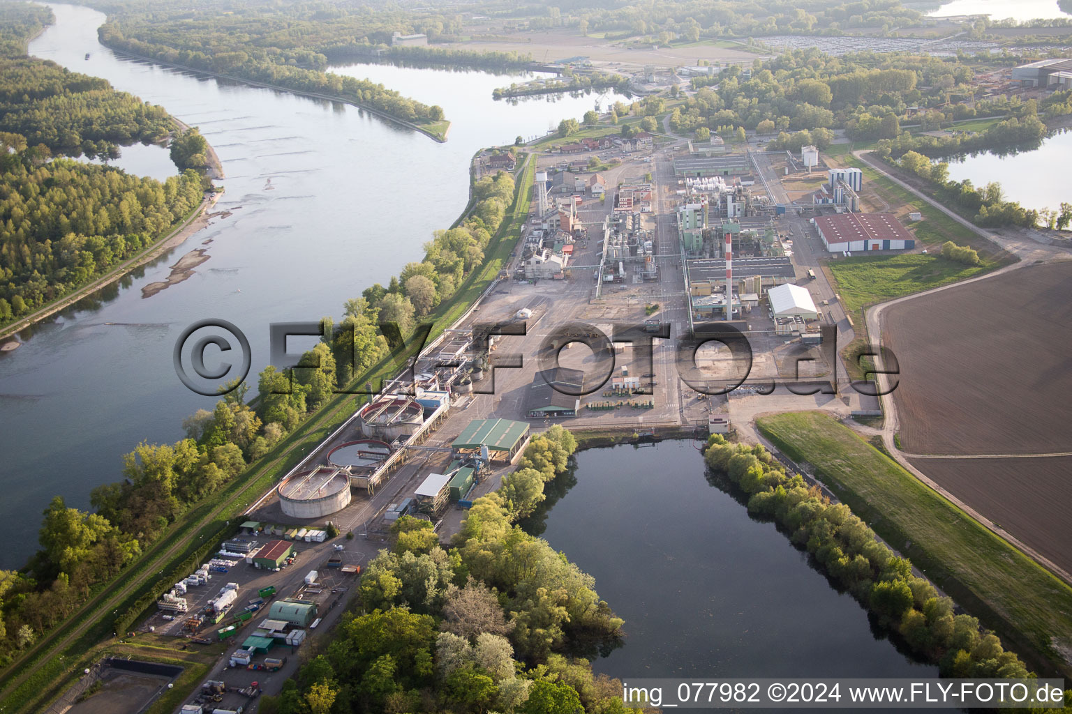 Industry on the Rhine in Lauterbourg in the state Bas-Rhin, France