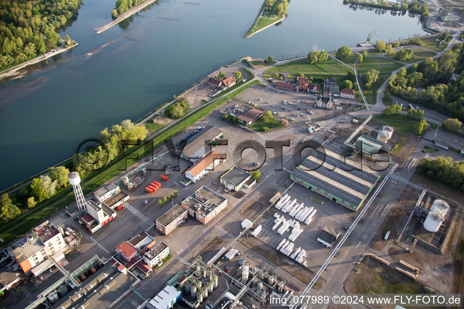 Industry on the Rhine in Lauterbourg in the state Bas-Rhin, France