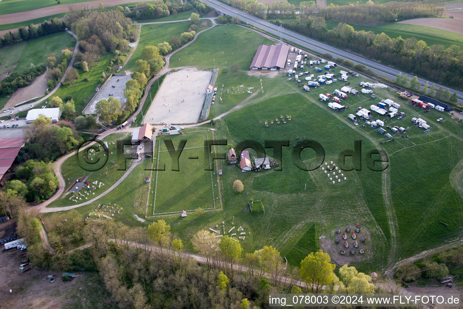 Neewiller-près-Lauterbourg in the state Bas-Rhin, France viewn from the air