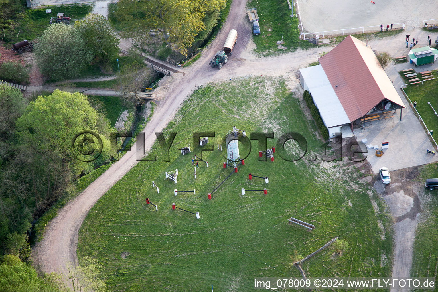 Neewiller-près-Lauterbourg in the state Bas-Rhin, France from a drone